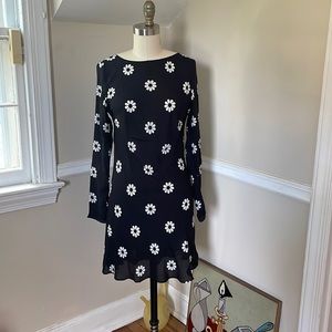 Realization par Claudia Schiffer daisy flower mini dress, black, silk, medium